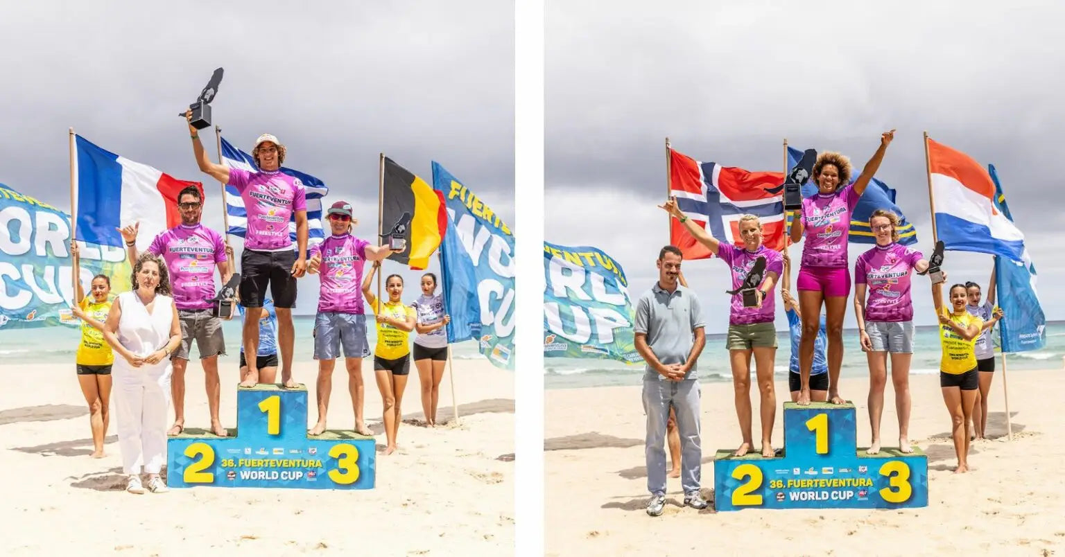 Pink and purple lycra cycling jersey with white stripes at PWA Freestyle World Cup Fuerteventura