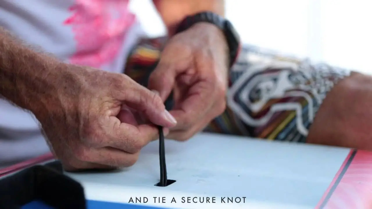 Black leather lanyard with silver hardware for Starboard Race SUP leash