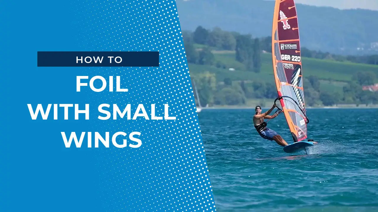 Goya windsurfing board with striped sail for foiling with small wings