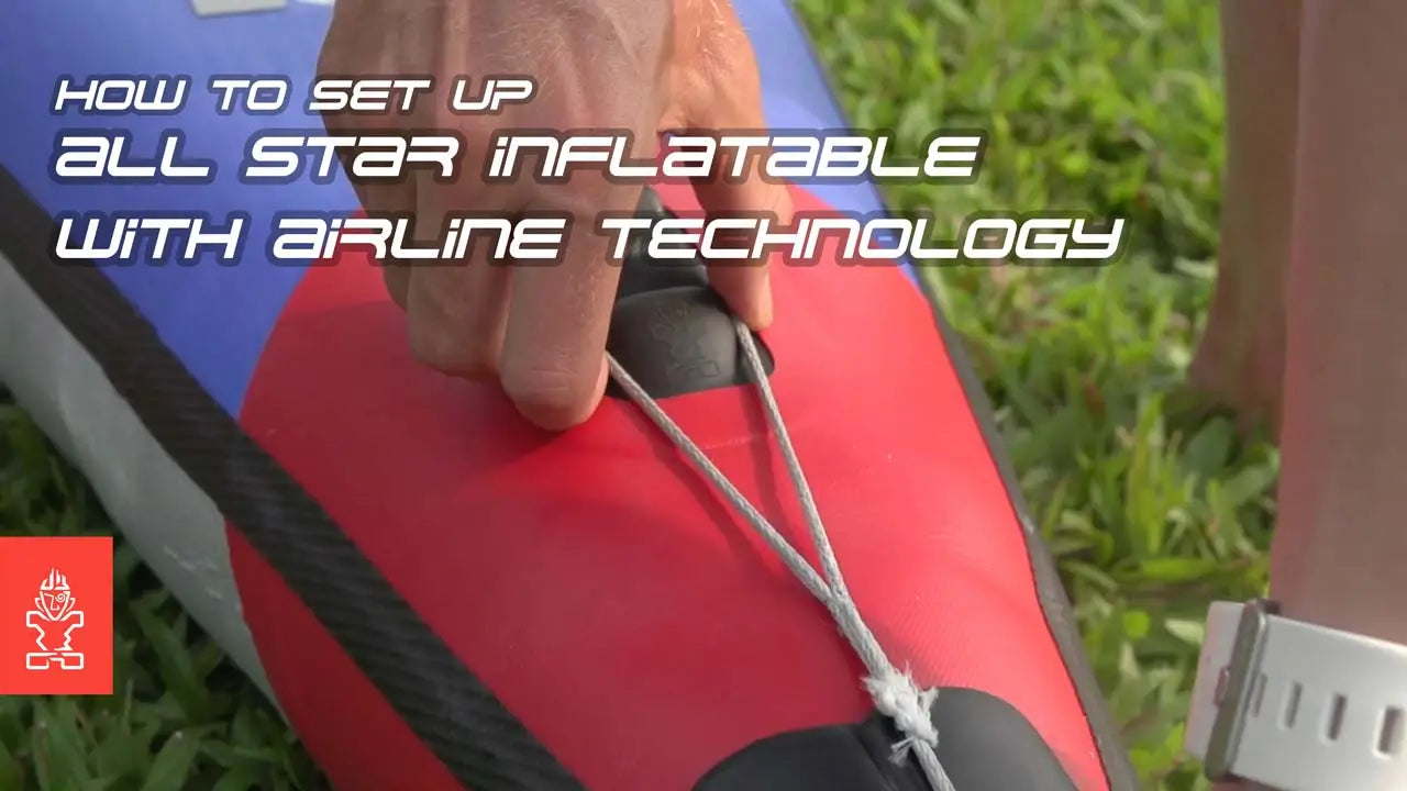 Red and blue inflatable kayak with Starboard Airline technology design