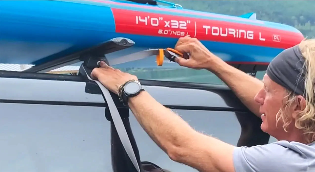 Bote blue and red touring kayak with black accents, 14 ft x 32 in