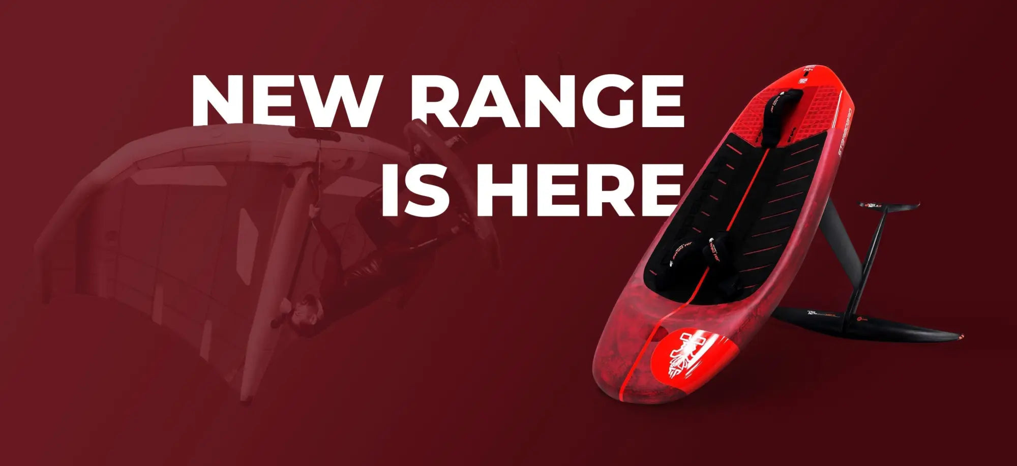 Sleek red and black solar-powered speaker for Starboard Foilboard adventures