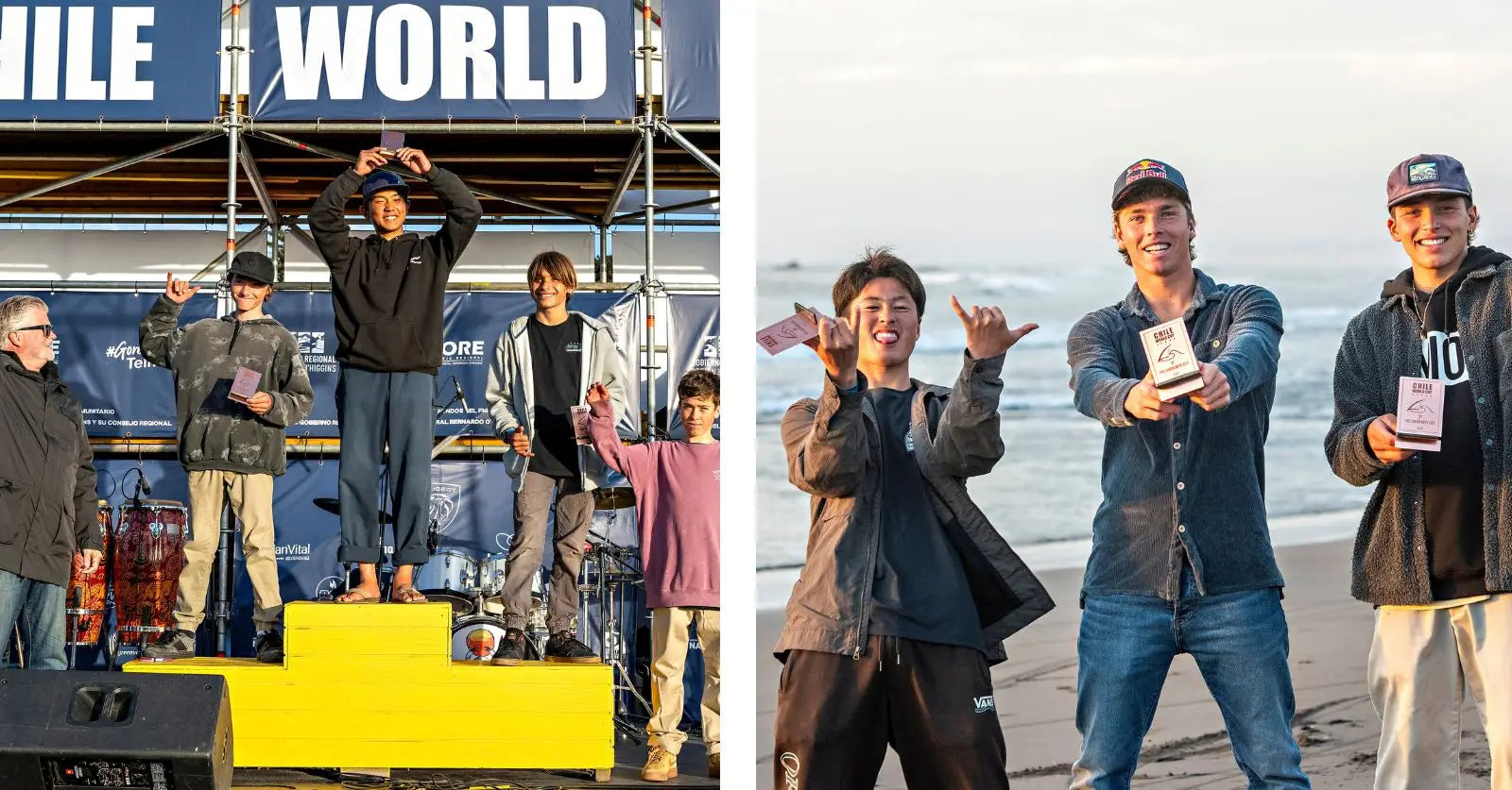 Yellow podium with Liam Dunkerbeck Pro Junior Boys win text