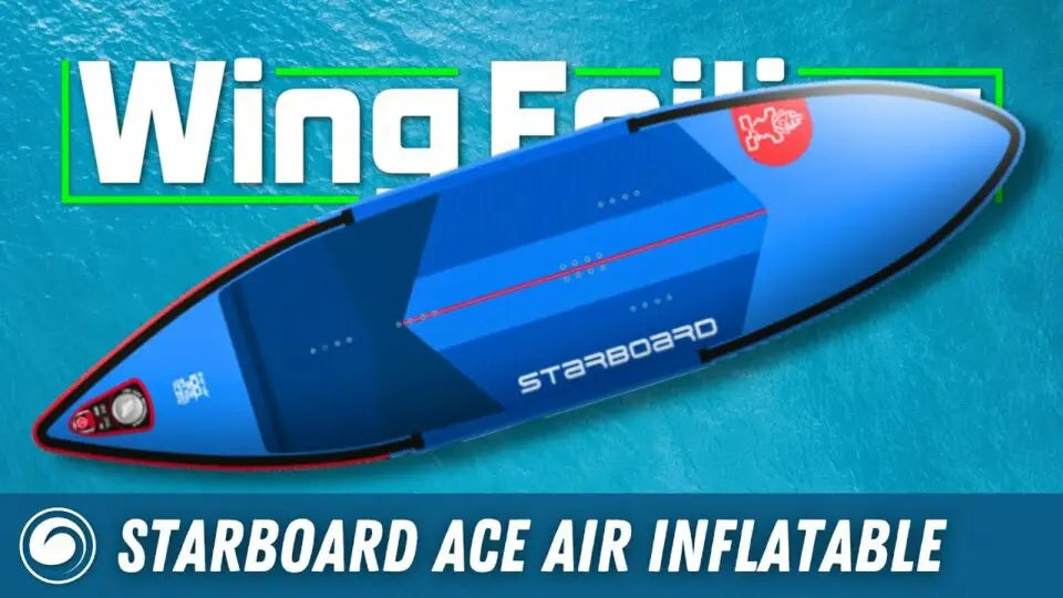 Blue Starboard Ace Air inflatable wing foil board with red white logo