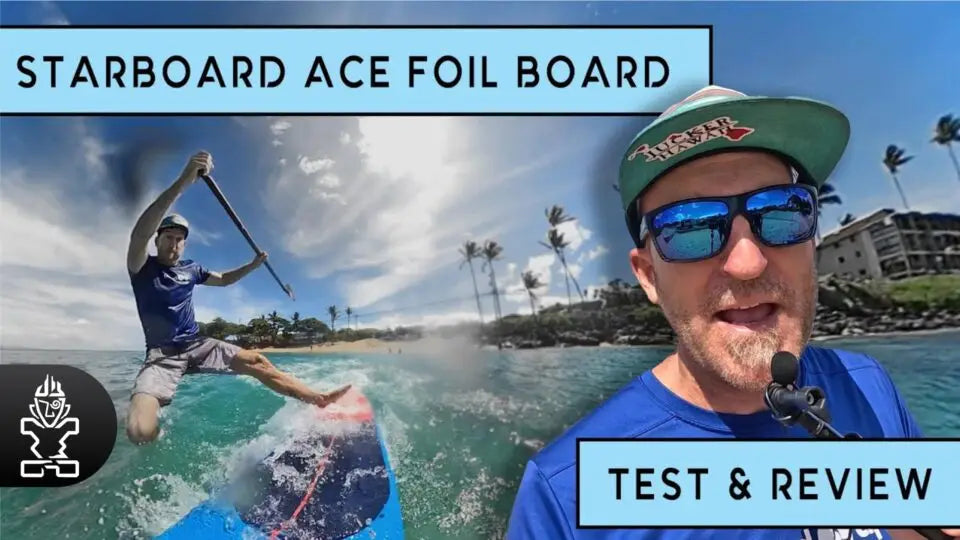 Starboard Ace Foil Lightning board in blue and white carbon fiber