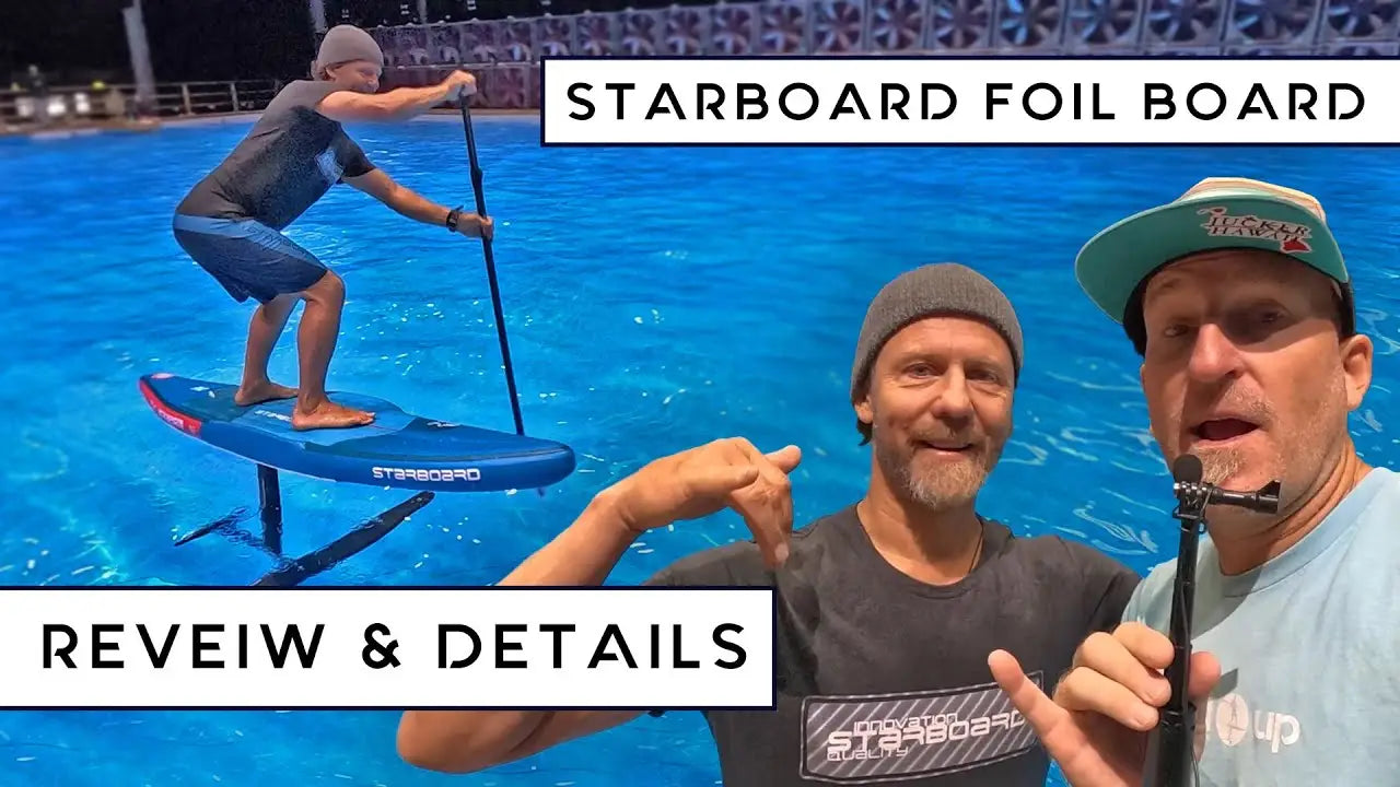 Blue and white Starboard Ace Air inflatable downwind foil board with sleek design