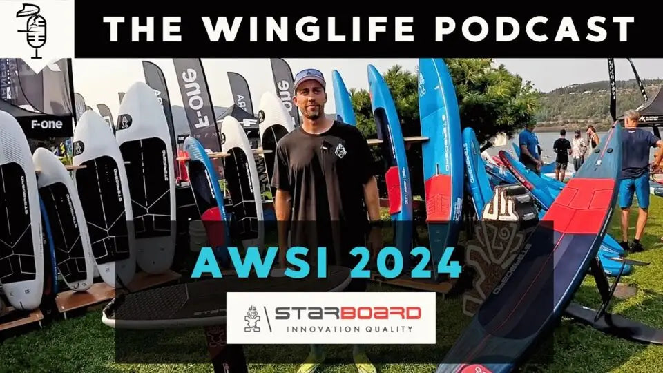 2024 AWSI Wingboard with red and blue Starboard design