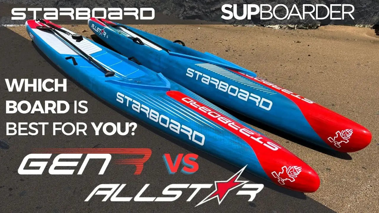 Starboard Allstar SUP paddle board in blue, red and white design