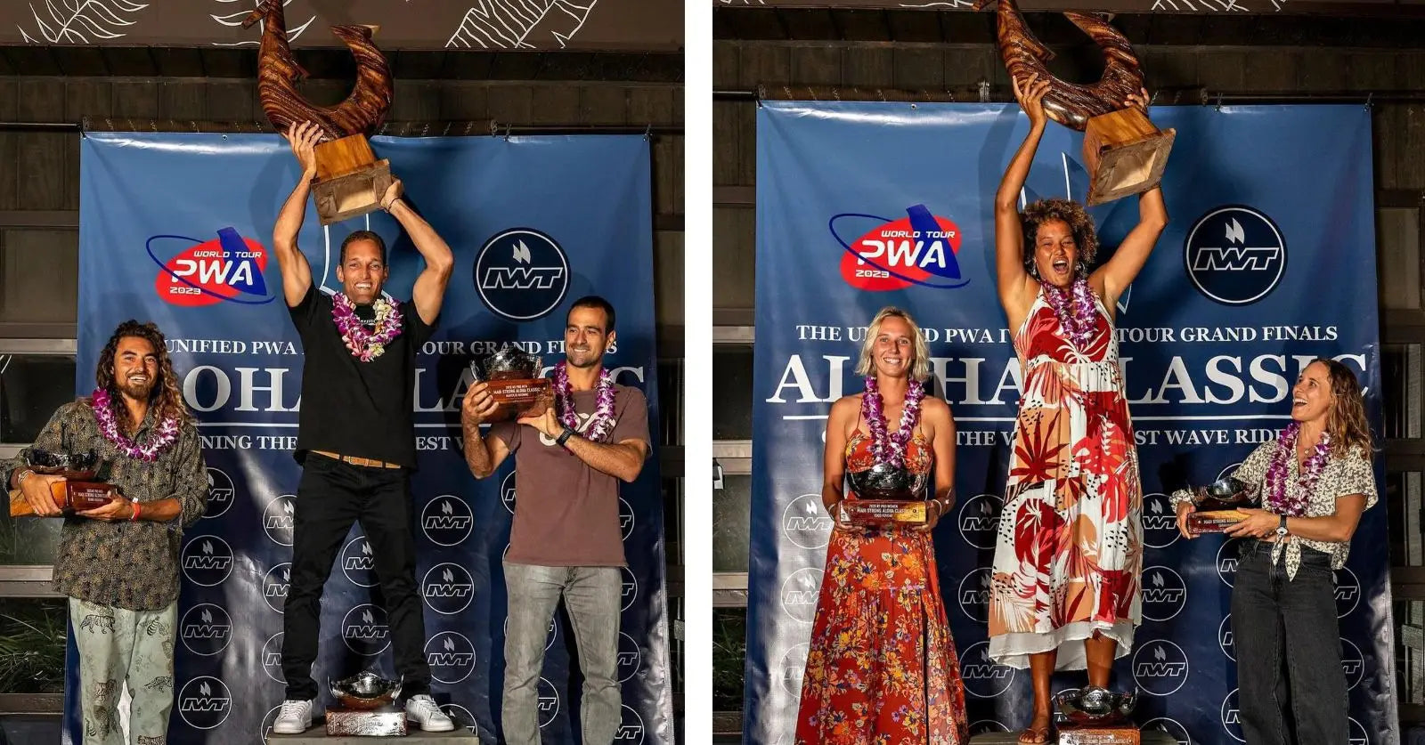 Gold trophy with intricate carvings for Starboard Wave Riders PWA/IWT Aloha Classic win