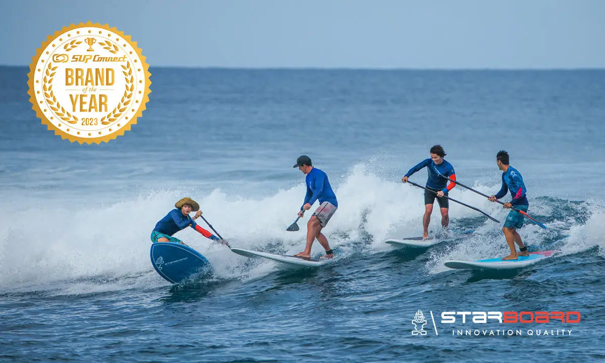 Starboard SUP 2023 Brand of the Year: blue-white carbon fiber paddle board