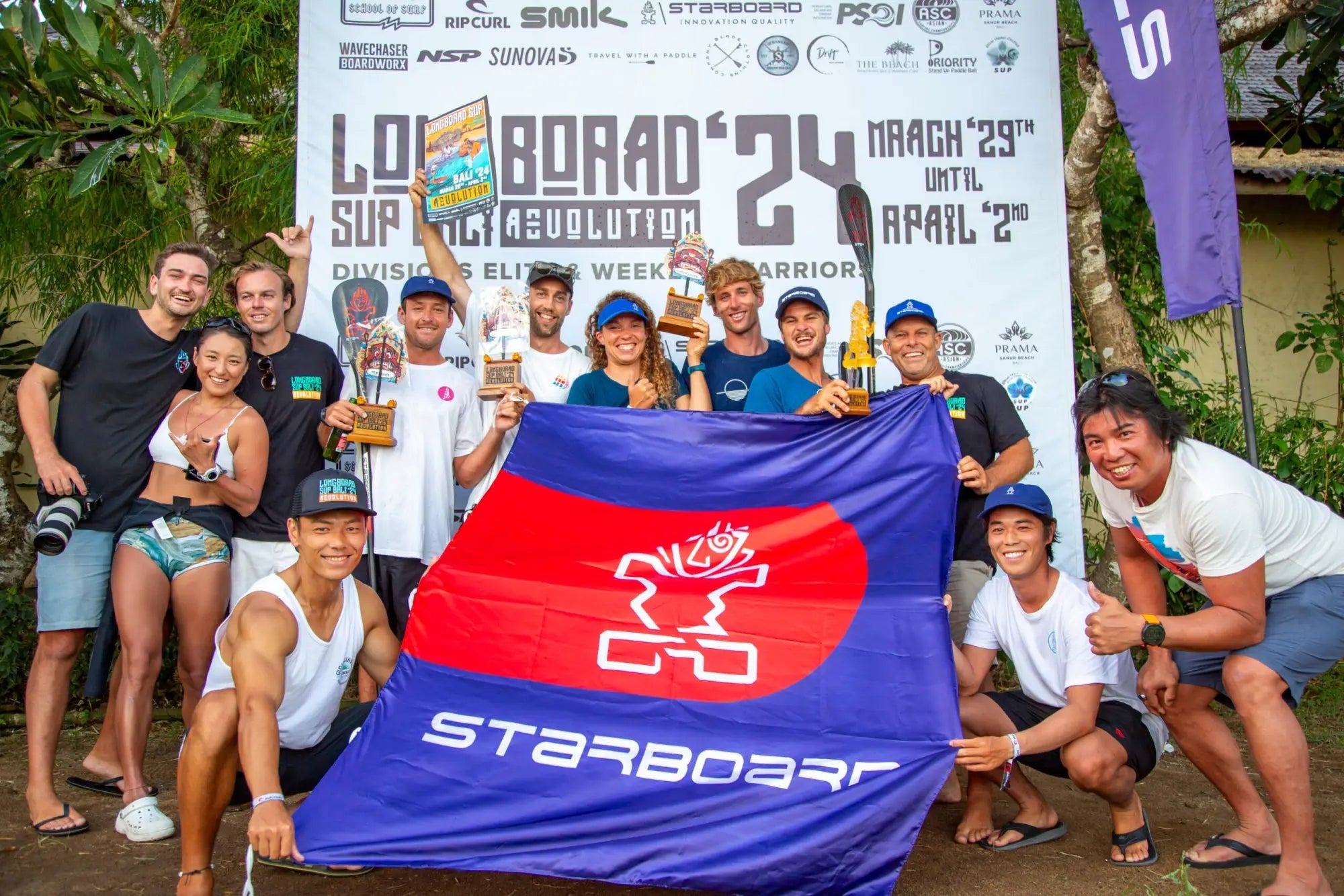 Team Starboard red white blue longboard SUP flag
