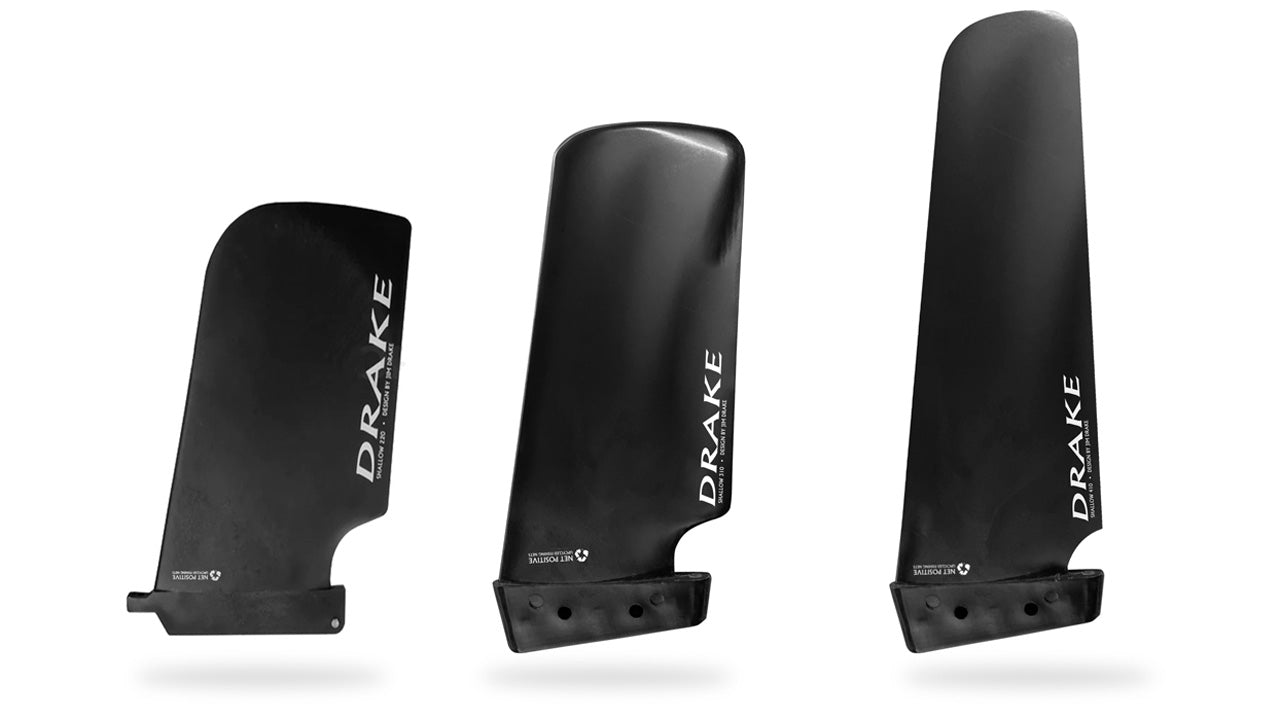 Sleek black fin stabilizer with Drake branding in Drake Shallow collection