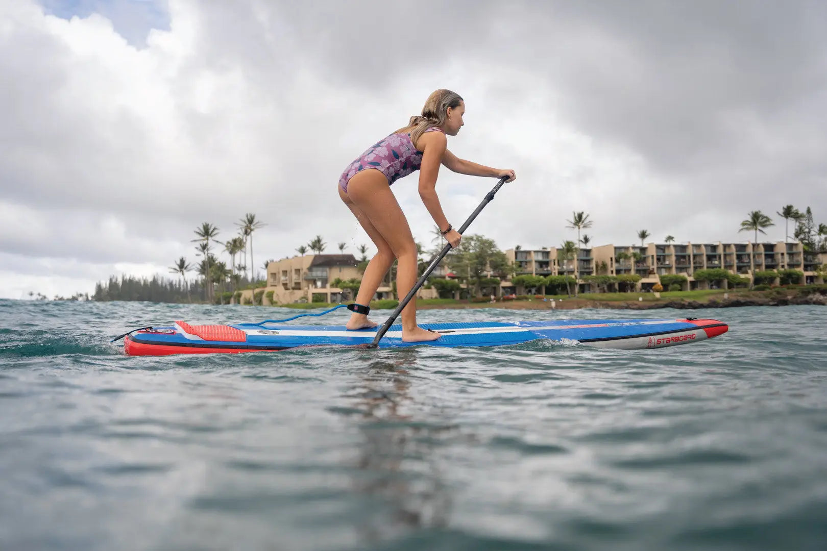 Junior Racer Inflatable Paddleboard with red white and blue design
