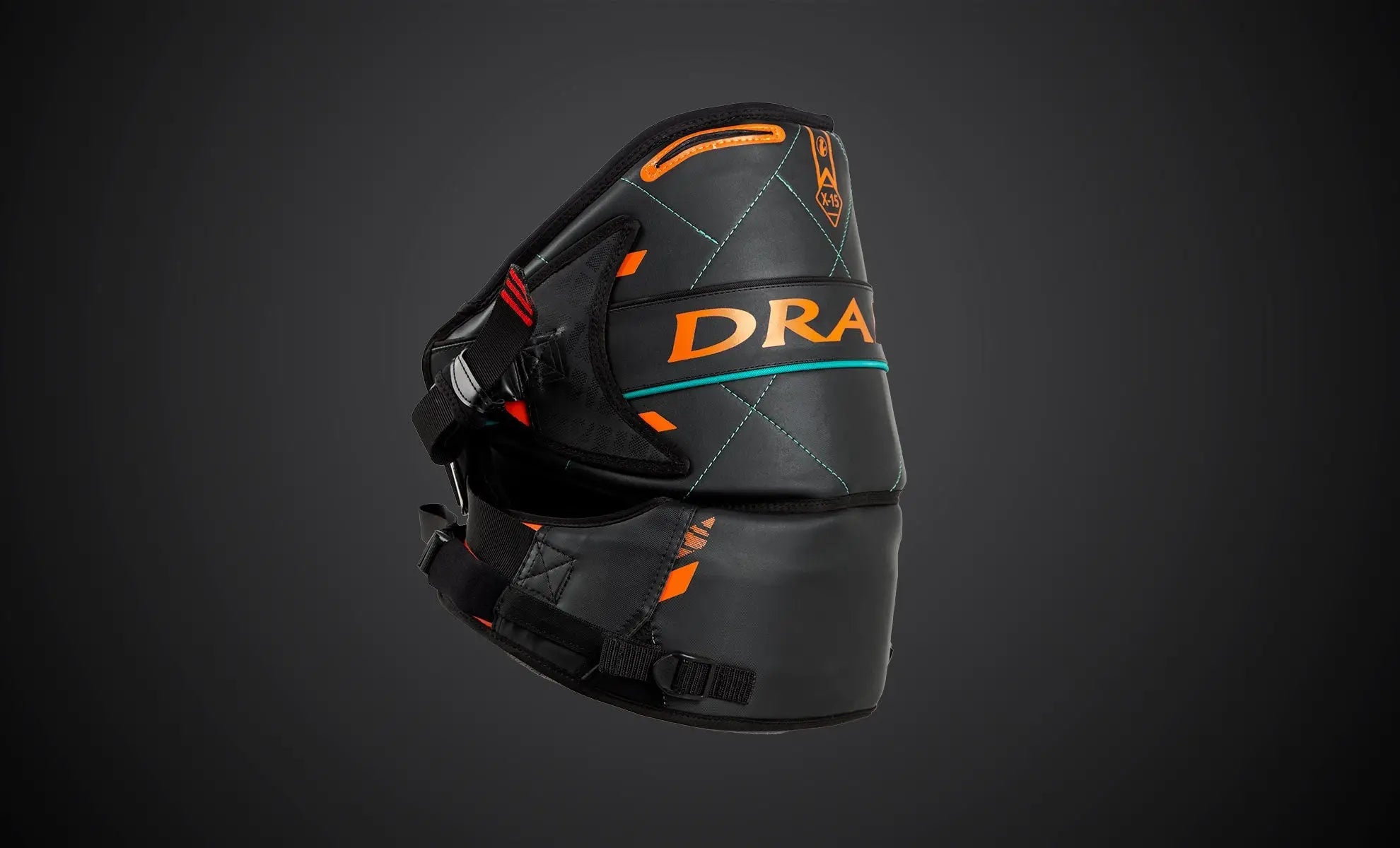 Black and orange motorcycle helmet with Dra logo in Windsurf Accessories