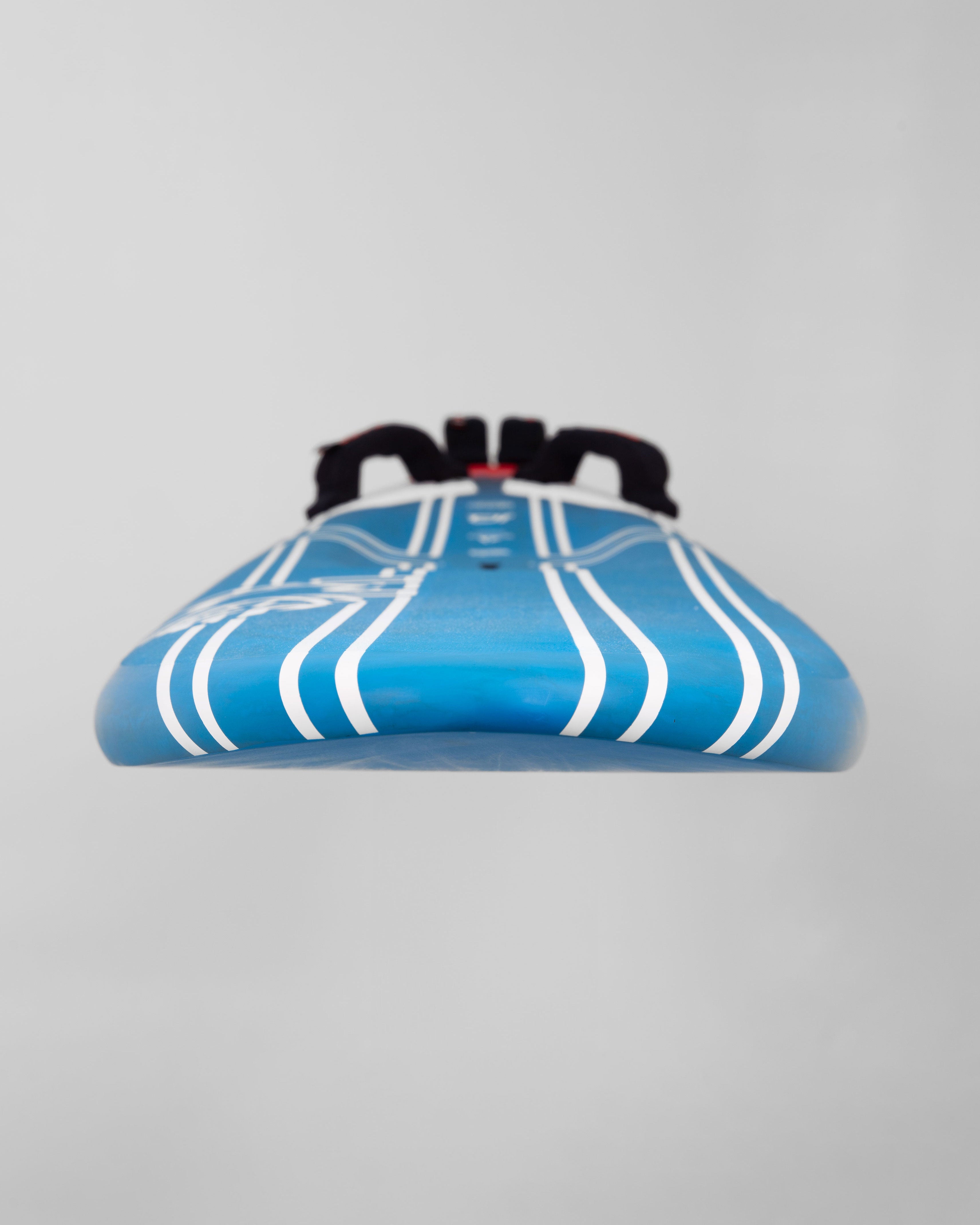 ISonic Speed windsurf board with blue white polyurethane foam and black fins