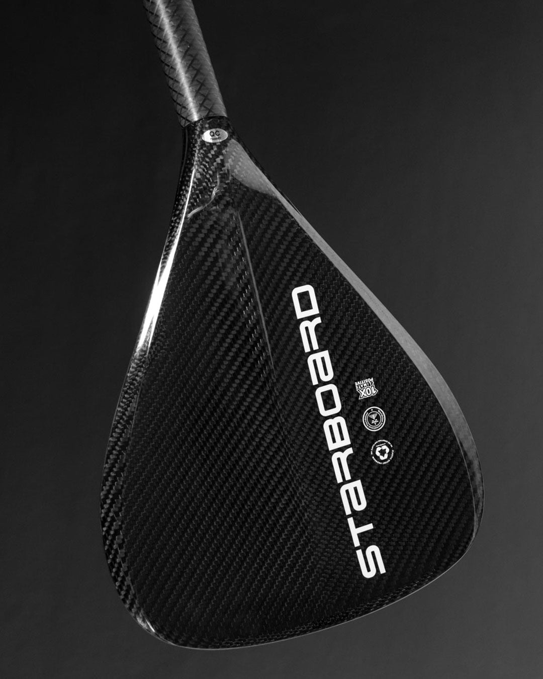 Foil Blade prepreg carbon paddle with starboard carbon fiber and black silver accents