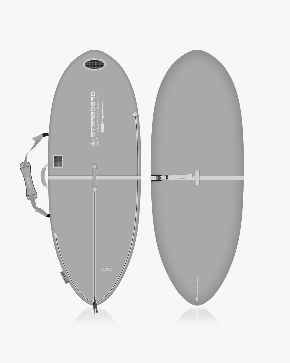 Gray/black 2019 Channel Islands 7’6’’ fish surfboard in Foilboard Bag - Above waste2wear