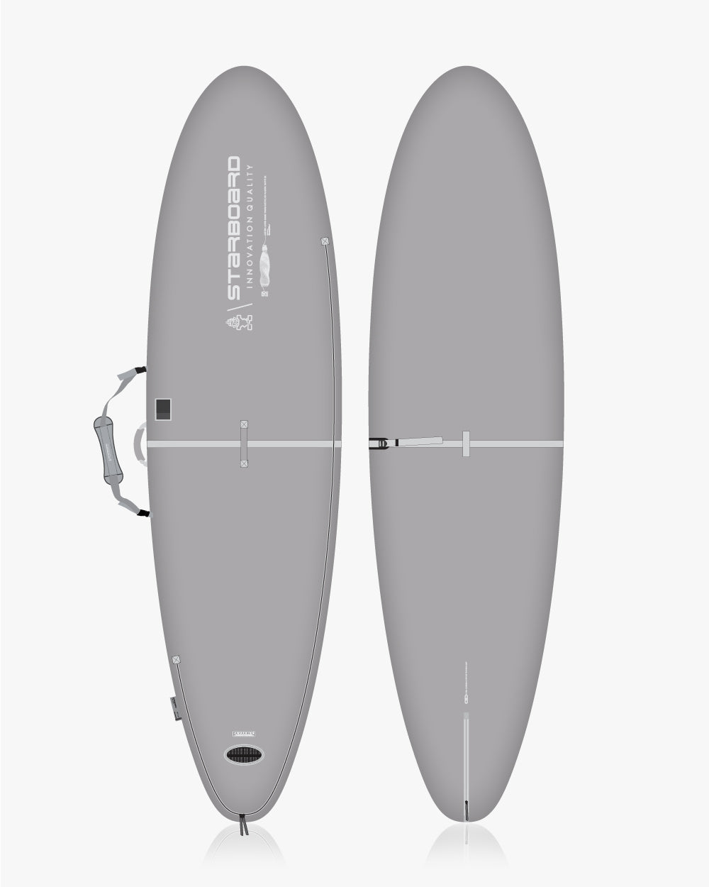Gray white 2019 Starboard 8’6’’ soft top SUP board with black leash in SUP Bag Go 12’0’’ x 34