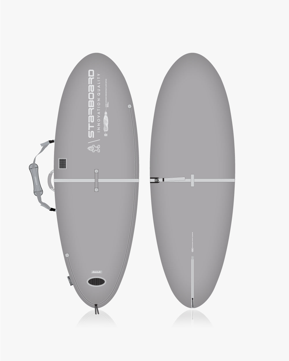 Grey SUP Bag Pro Wedge Spice 8’7’’-8’8’’ x 32’’ with surfboard
