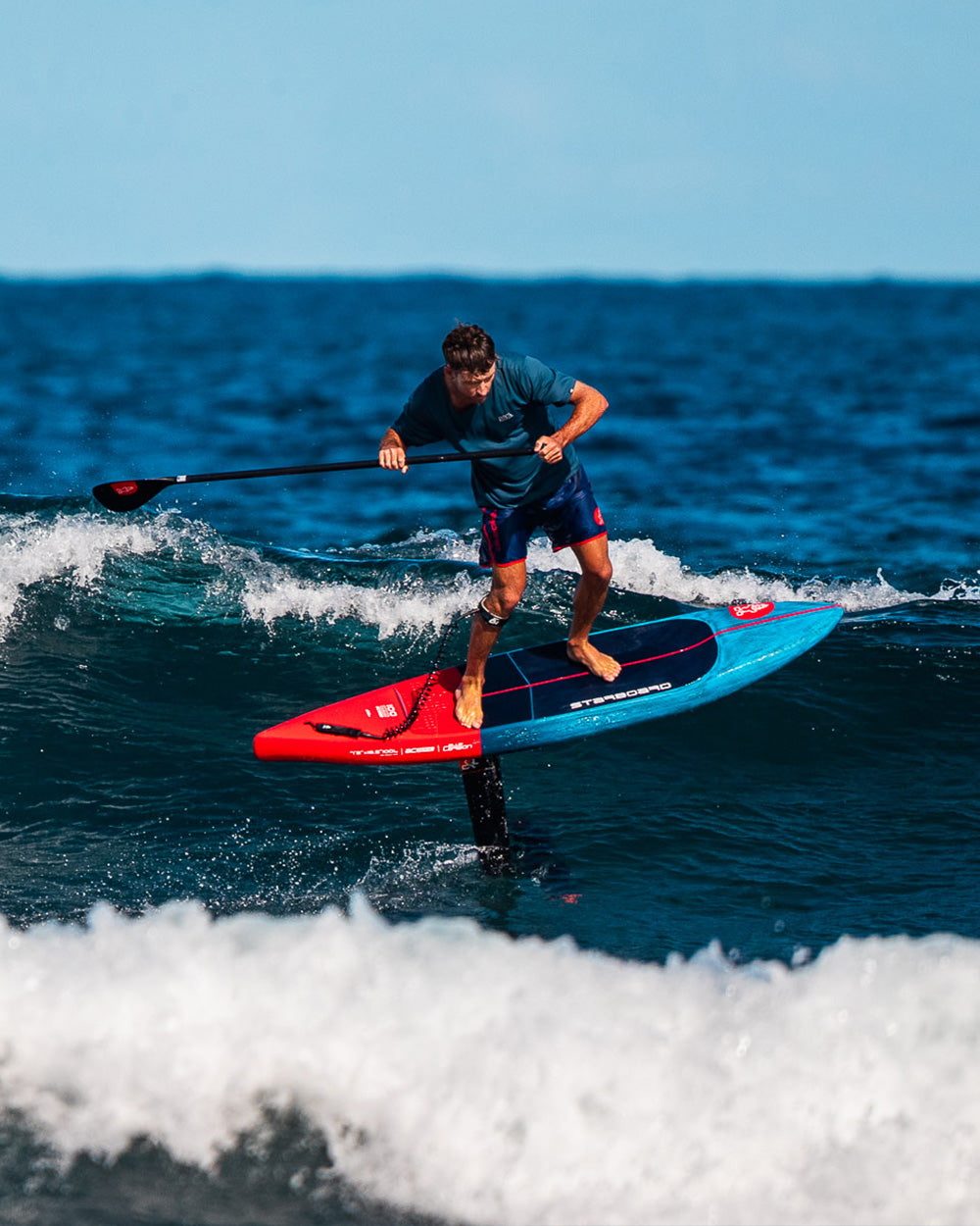 Sleek Ace Foil blue and red foilboard made of HDPE or fiberglass