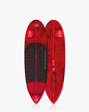 Red transparent Above Foilboard with black grip tape and white logo