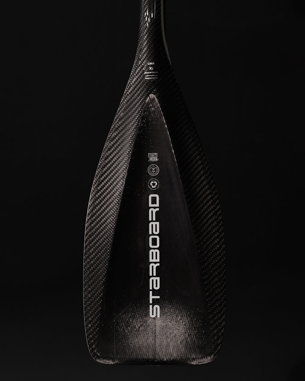 Lima Prepreg Carbon Paddle with Staboaro branding and black accents