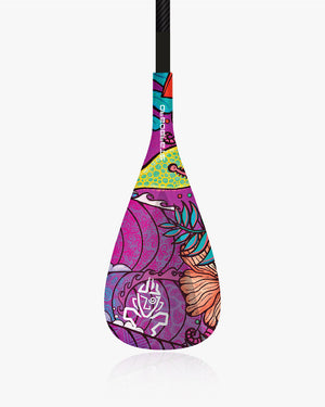 Enduro Tiki Tech Sun Paddle in purple and teal with floral design