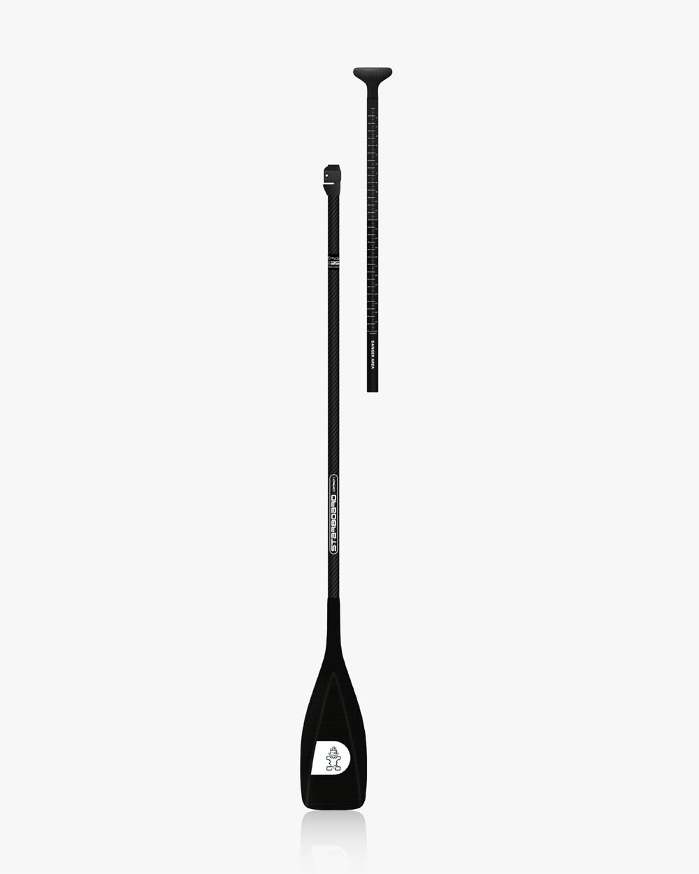 Lima Carbon Paddle: black adjustable shaft paddle with white handle logo