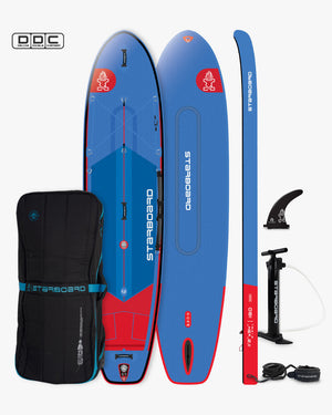 2025 iGO blue and red inflatable paddleboard with sleek design
