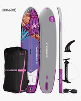 2025 iGO purple white floral inflatable paddleboard with black bag