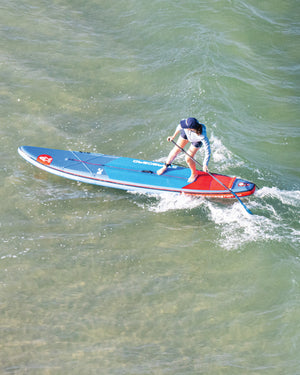 2019 Naish Hover 8’6’’ SUP board in red-blue deck for Generation Inflatable Paddleboard