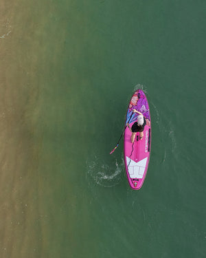 IGO Inflatable Paddleboard in pink with white and blue design