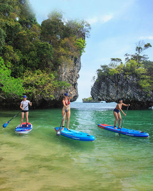 IGO Inflatable Paddleboard in blue with red and white design