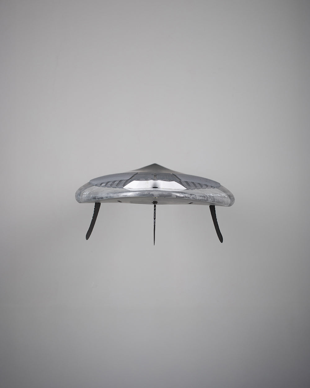 Silver metallic Pro Paddleboard umbrella with black handles and patterned canopy