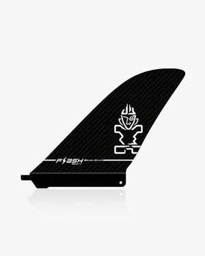 Flash SUP Fin 181 prepreg carbon fin with white logo and text
