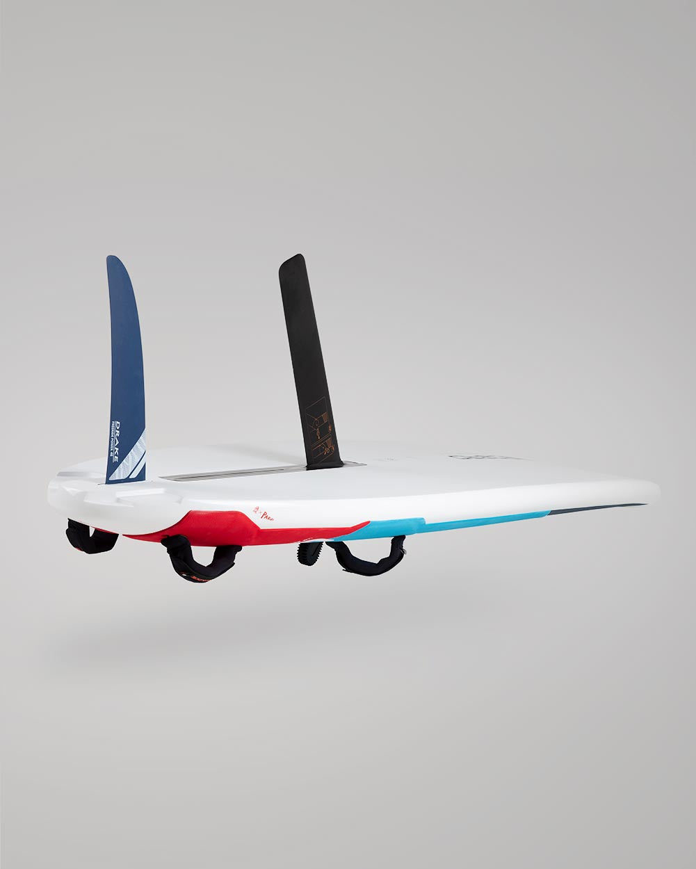 Red white blue RC airplane with black propellers on 2024 GO Windsurfer Board