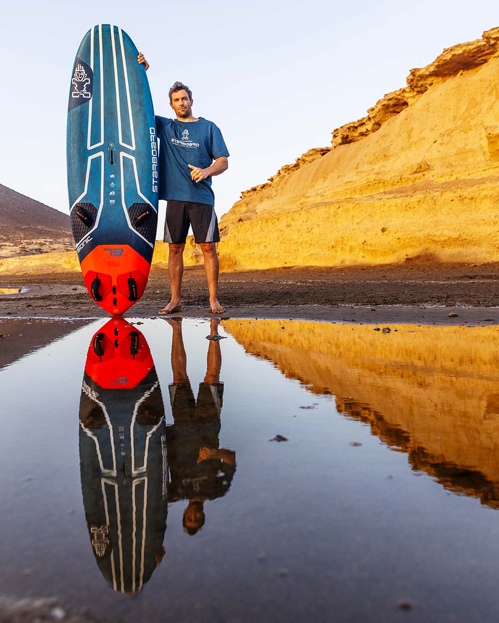 Blue and red 2025 iSonic Windsurf Board with white accents