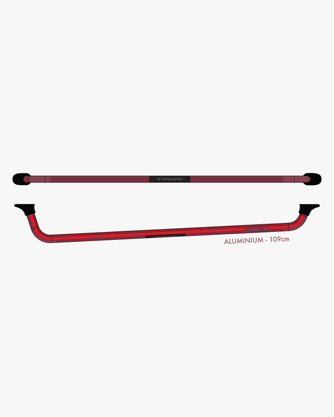 Red aluminum grab bar on Pistol Grip starboard wing boom