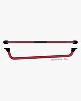 Red pistol grip aluminum grab bar with black end caps and textured grip on starboard wing