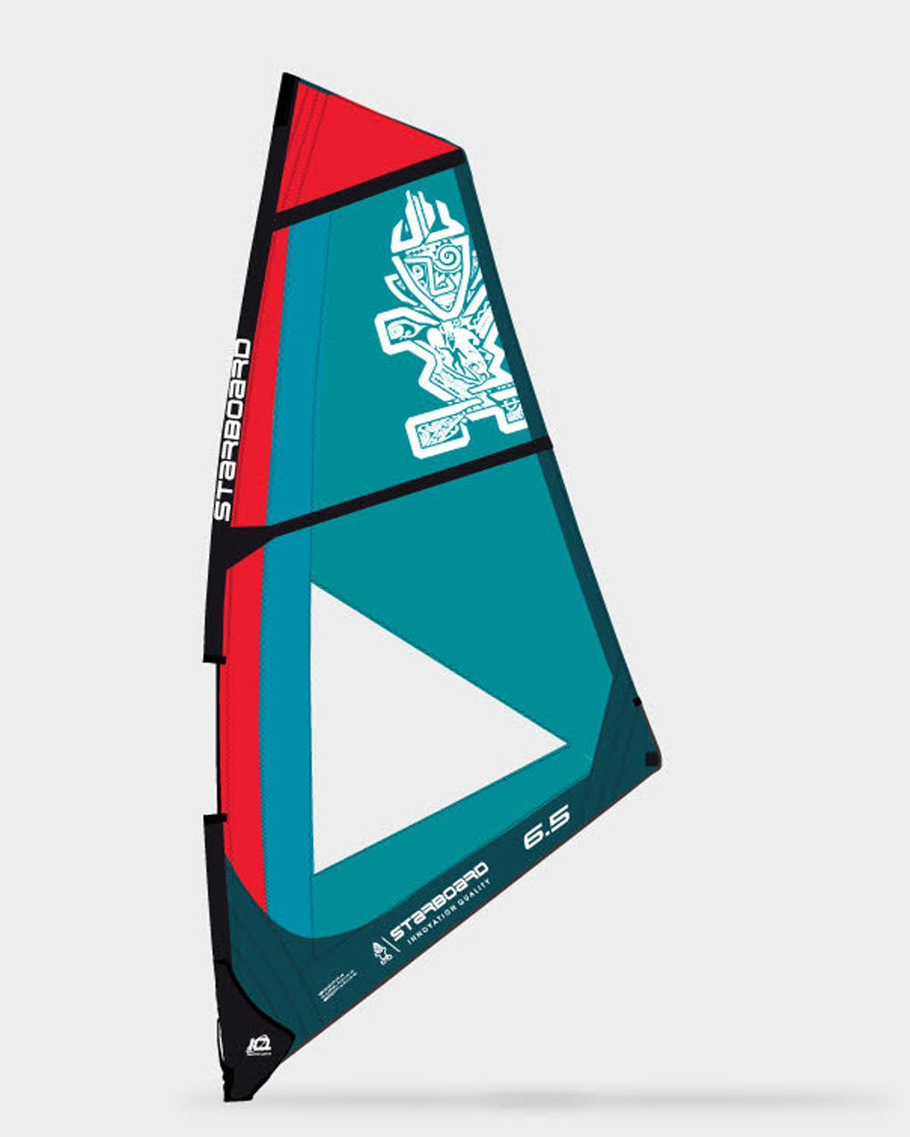 Teal and red SUP Windsurfing Sail Classic with eagle design and mast base